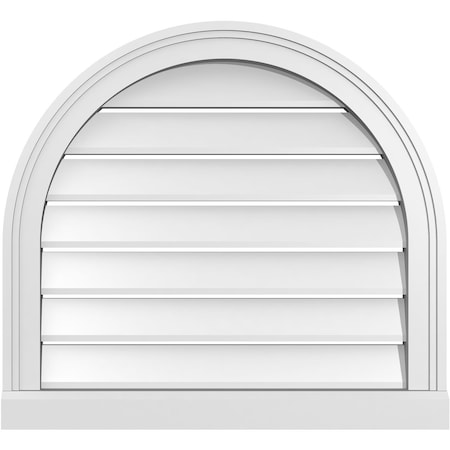 Ekena Millwork Round Top Surface Mount PVC Gable Vent: Functional, w/ 2"W x 2"P Brickmould Sill Frame, 24"W x 22"H GVPRT24X2203SF